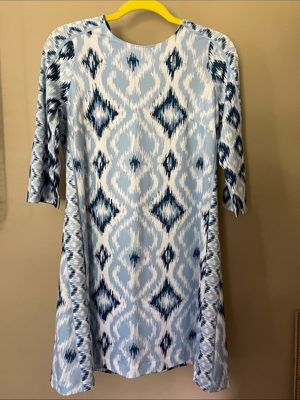 Gretchen Scott Blue Long Sleeve Ikat Extra Small Dress